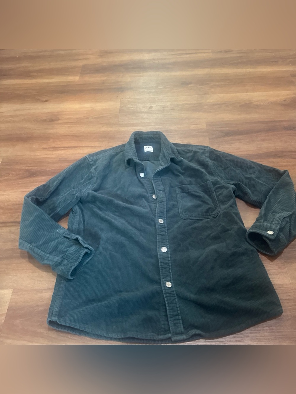 Zara Womens Corduroy Jacket  Green Size Large